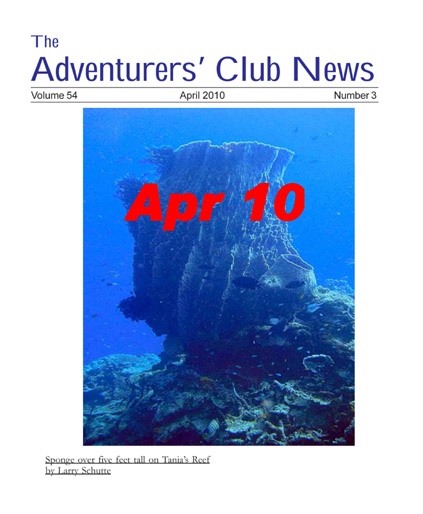April 2010 Adventurers Club News Cover
